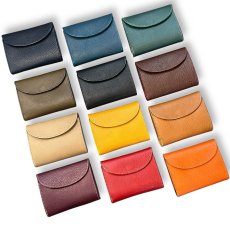 画像1: 12カラー/ミドルウォレット/イタリアンレザー/3つ折り財布（送料無料） (1)
