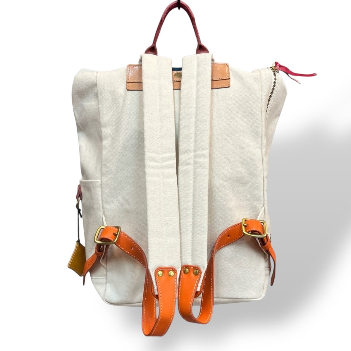 画像4: 4カラー/カラーカスタマイズ/レザーパーツキャンバスリュック /（送料無料）  (4)