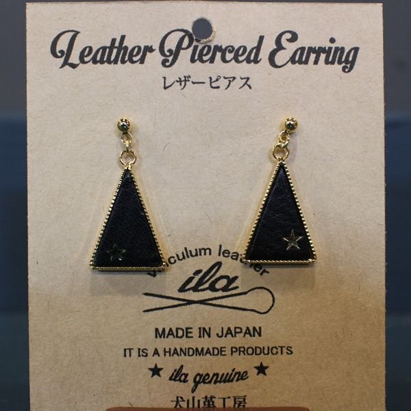 12カラー/レザーピアス/トライアングルSTAR