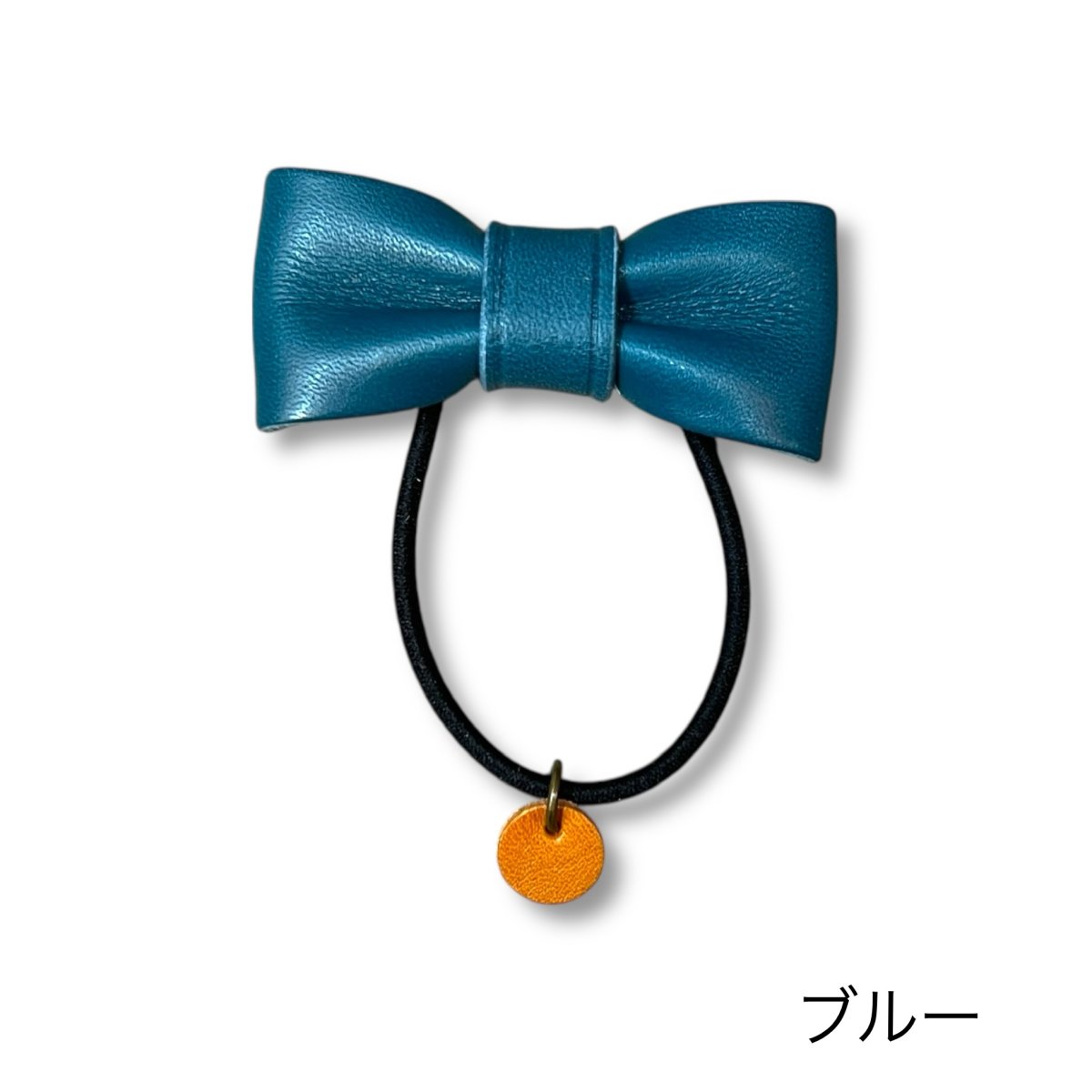 画像6: 9カラー国産ヌメ革/革リボンのヘアゴム/S・M・L (6)