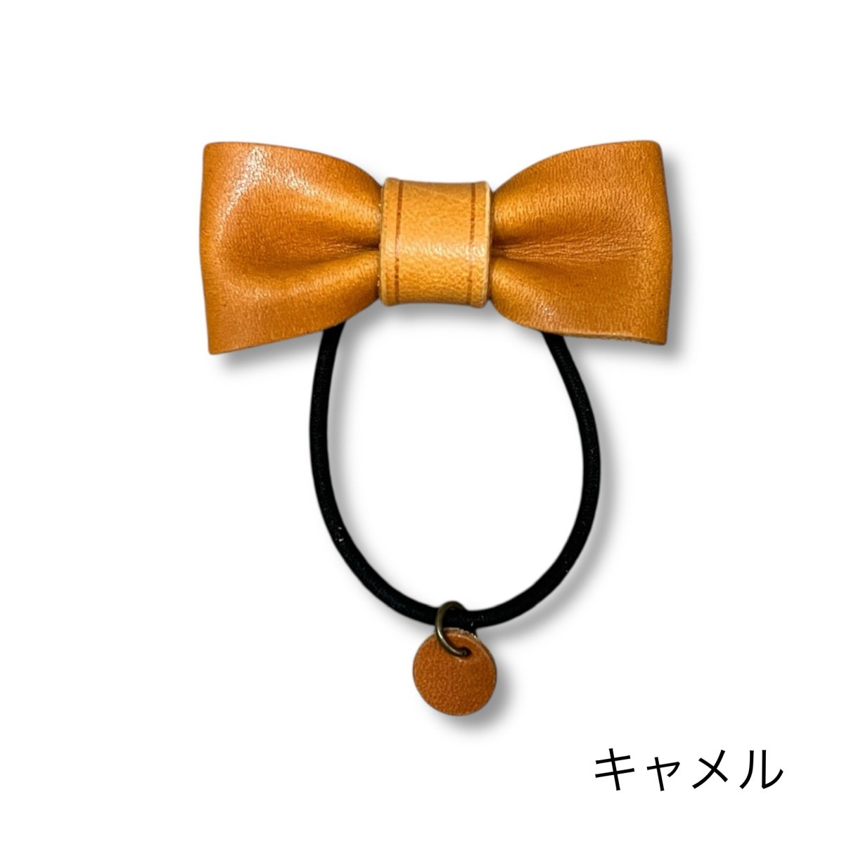 画像4: 9カラー国産ヌメ革/革リボンのヘアゴム/S・M・L (4)