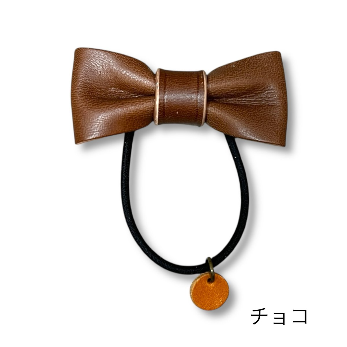 画像5: 9カラー国産ヌメ革/革リボンのヘアゴム/S・M・L (5)