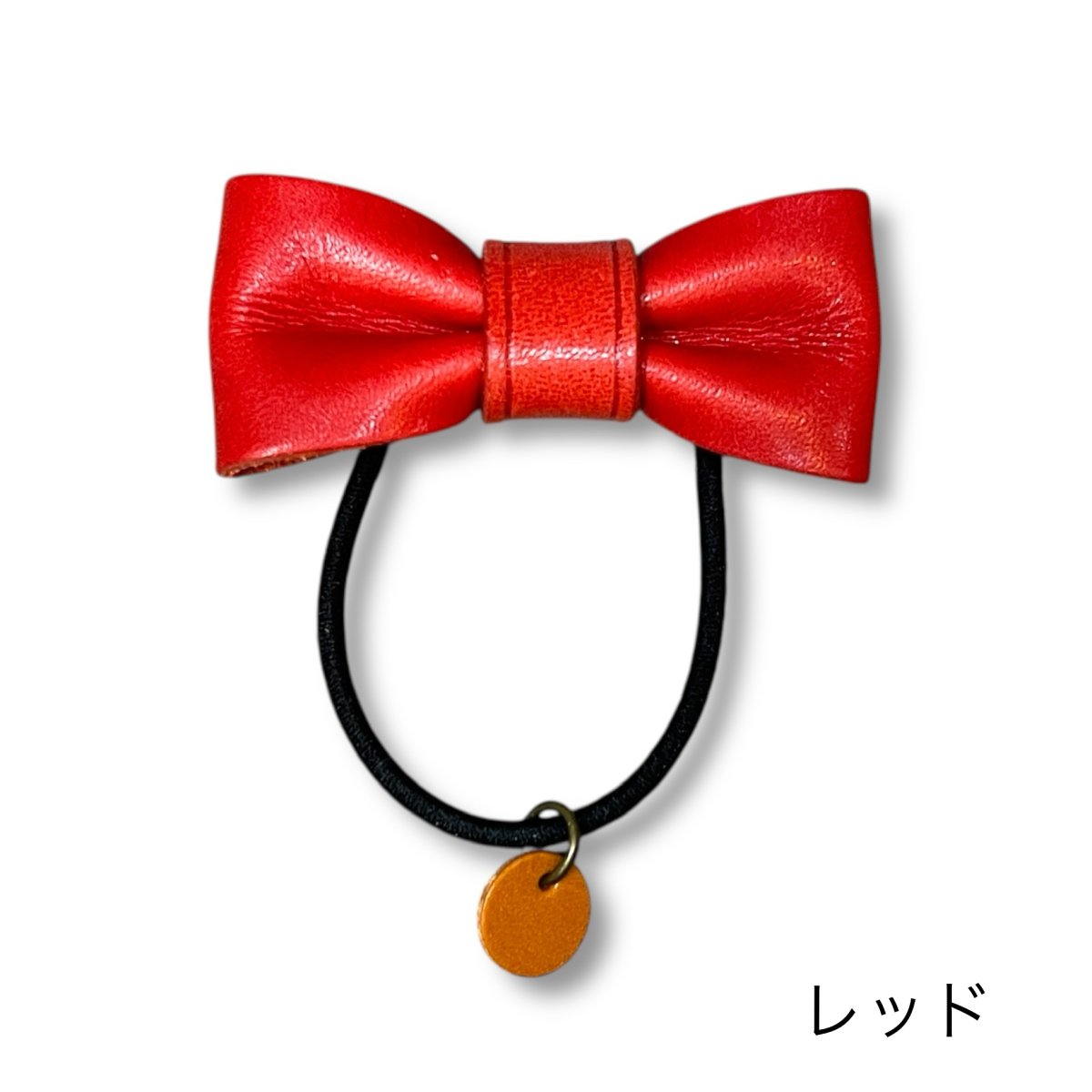 画像7: 9カラー国産ヌメ革/革リボンのヘアゴム/S・M・L (7)