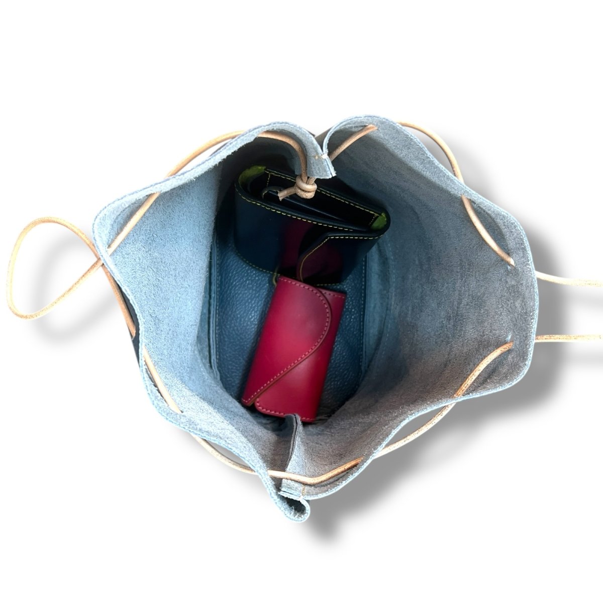 画像6: ４カラー/ヴィンテージカラーレザー巾着バッグ/革巾着バッグ (6)