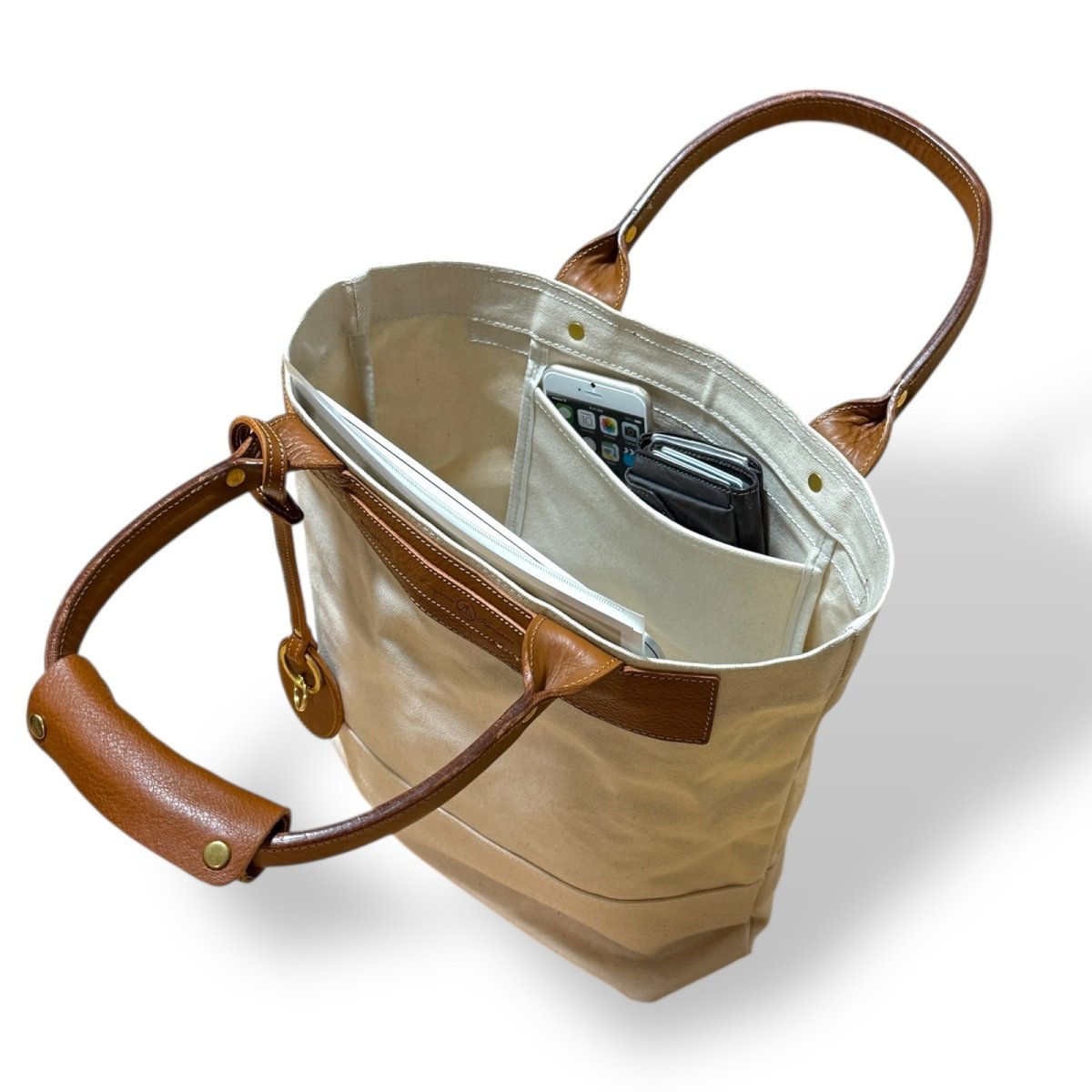 画像12: アーミーダックトラディショナルトート（アイボリー）選べるレザーハンドル１２色 (12)