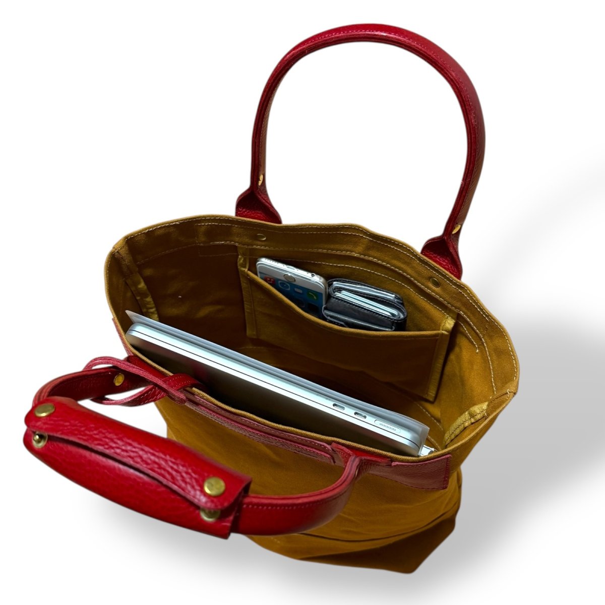 画像12: アーミーダックトラディショナルトート（キャメル）選べるレザーハンドル１２色 (12)